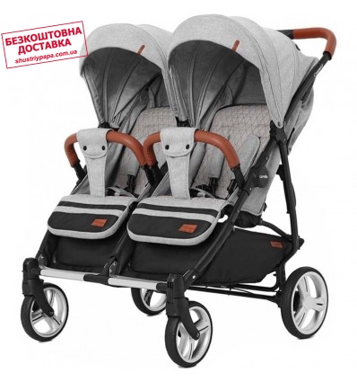 Коляска для двійні з 2 переносками Carrello Connect CRL-5502/1 світло-сіра