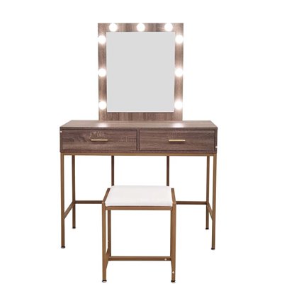 Стол туалетный + табурет Avko ADT 13 Grey Walnut с LED подсветкой