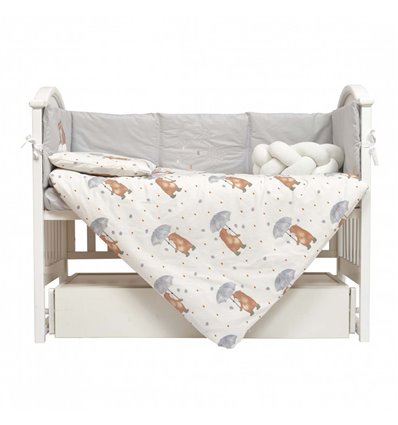 Постільний комплект Twins Fluffy Puffy Umbrella grey сірий 7 ел.
