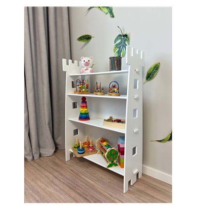 Полочка-стеллаж детская для игрушек Корона белая