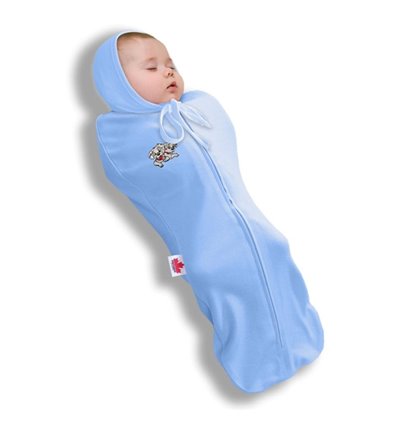 Пеленка-кокон из фланели на молнии Ontario Deep Sleep Flanel 1 голубая, от 0 до 3 месяцев