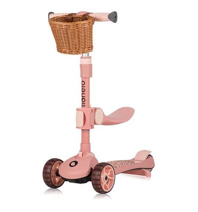 Самокат трехколесный складной с сиденьем Lionelo Pink Rose