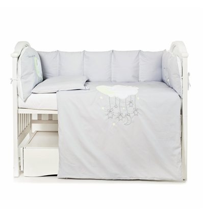 Постільний комплект Babycentre & Twins Moonlight grey 6 елементів