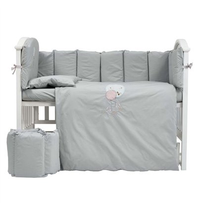 Постельный комплект Babycentre & Twins Welcome to the world grey 6 эл.