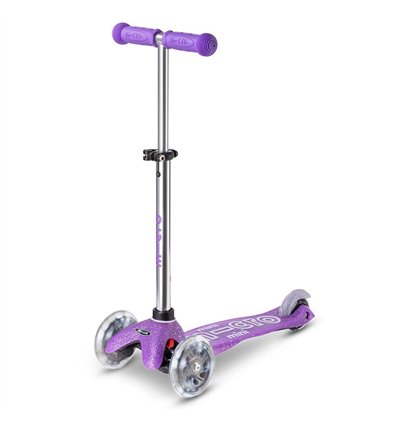 Дитячий триколісний самокат Micro Mini Deluxe Fairy Glitter Led Пурпуровий, 2 років+