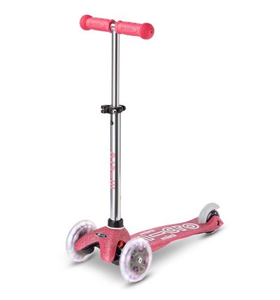 Детский трехколесный самокат Micro Mini Deluxe Fairy Glitter Led Розовый, 2 лет+
