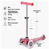 Дитячий триколісний самокат Micro Mini Deluxe Fairy Glitter Led Рожевий, 2 років+