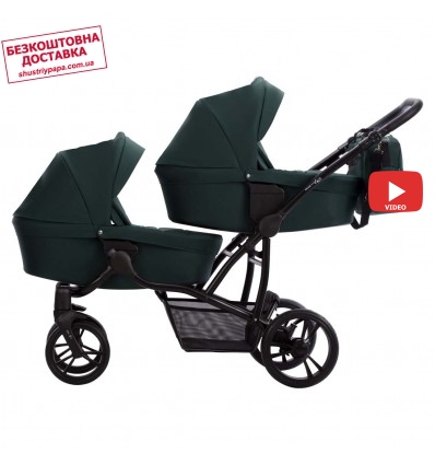 Универсальная коляска для двойни Bebetto B 42 темно-зеленая