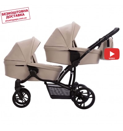 Универсальная коляска для двойни Bebetto B 42 PRO бежевая