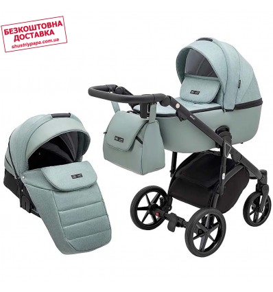 Детская коляска 2 в 1 Adamex Nola PS-122 серо-зеленая