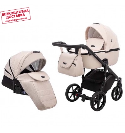 Детская коляска 2 в 1 Adamex Nola PS-33 светло-бежевая/бежевая