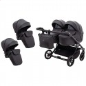 Детская коляска 2 в 1 для двойни Adamex Leo Duo Eco SA-2 черная