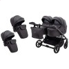 Детская коляска 2 в 1 для двойни Adamex Leo Duo Eco SA-2 черная