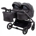 Детская коляска 2 в 1 для двойни Adamex Leo Duo Eco SA-2 черная