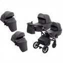 Универсальная коляска для двойни 2 в 1 Bair Kiwi DUO ECO BKD-15 черная