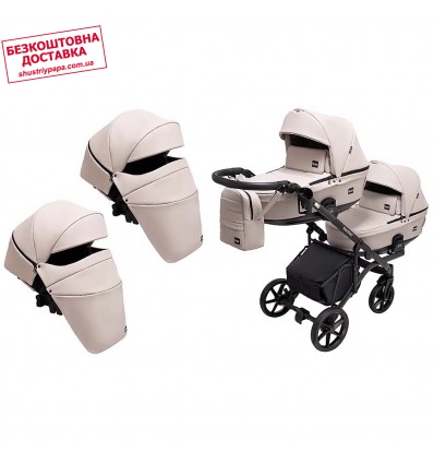 Універсальна коляска для двійні 2 в 1 Bair Kiwi DUO ECO BKD-33-1 капучіно