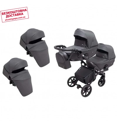 Универсальная коляска для двойни 2 в 1 Bair Kiwi DUO Soft BKD-219-1 графітовая