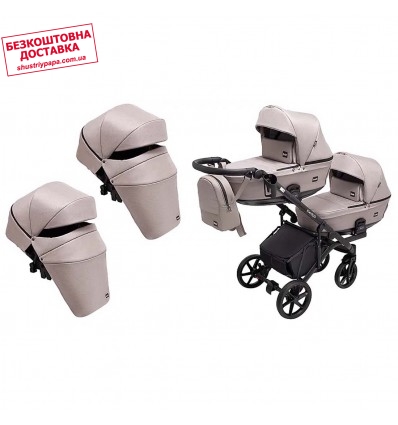 Универсальная коляска для двойни 2 в 1 Bair Kiwi DUO Soft BKD-455 капучино
