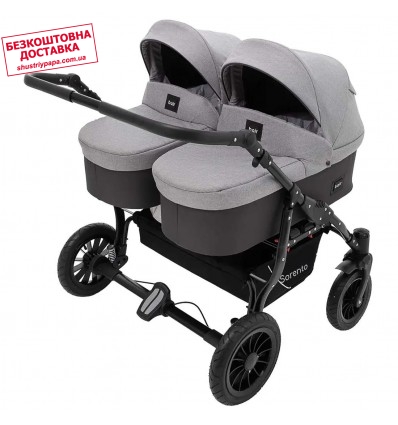 Универсальная коляска для двойни 2 в 1 Bair Sorento DUO BS-02 серый/графит