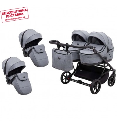 Дитяча коляска 2 в 1 для двійні Adamex Leo Duo Tip TK-60 темно-сіра