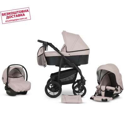 Детская коляска 3 в 1 Verdi Sonic Comfort 08 Powder pink/black skin