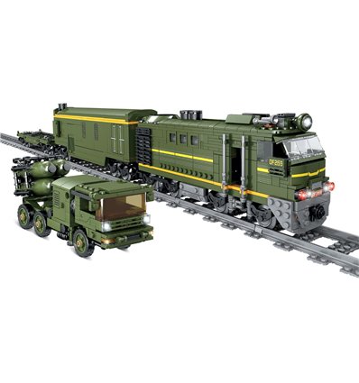 Конструктор ZIPP Toys "Поезд DF2159 с рельсами". Цвет: зеленый