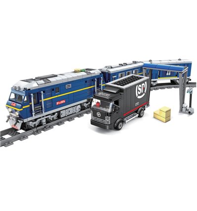 Конструктор ZIPP Toys "Поезд DF11 Z с рельсами". Цвет: синий