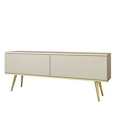 Комод-тумба під ТВ Perfect Home Oro RTV135 2 дверки Бежева з золотими ніжками