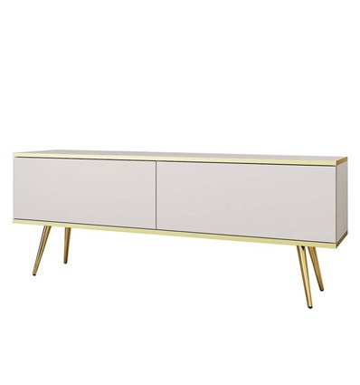 Комод-тумба под ТВ Perfect Home Oro RTV135 2 дверцы Белая с золотыми ножками