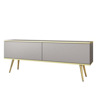 Комод-тумба под ТВ Perfect Home Oro RTV135 2 дверцы Серая с золотыми ножками