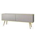 Комод-тумба под ТВ Perfect Home Oro RTV135 2 дверцы Серая с золотыми ножками
