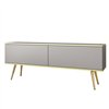 Комод-тумба под ТВ Perfect Home Oro RTV135 2 дверцы Серая с золотыми ножками