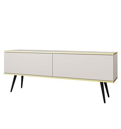 Комод-тумба под ТВ Perfect Home Oro RTV135 2 дверцы Белая с черными ножками