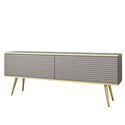 Комод-тумба під ТВ Perfect Home Oro RTV135 MDF 2 дверки Сіра з золотими ніжками