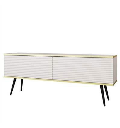 Комод-тумба под ТВ Perfect Home Oro RTV135 MDF 2 дверцы Белая с черными ножками