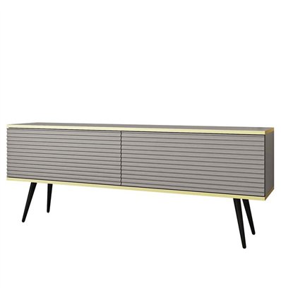 Комод-тумба под ТВ Perfect Home Oro RTV135 MDF 2 дверцы Серая с черными ножками