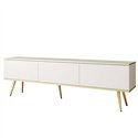 Комод-тумба под ТВ Perfect Home Oro RTV175 на 3 дверцы Белая с золотыми ножками