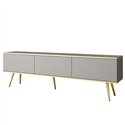 Комод-тумба под ТВ Perfect Home Oro RTV175 на 3 дверцы Серая с золотыми ножками