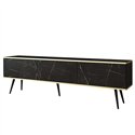 Комод-тумба под ТВ Perfect Home Oro RTV175 на 3 дверцы Черный мрамор с черными ножками