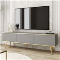 Комод-тумба под ТВ навесная Perfect Home Oro RTV175 MDF на 3 дверцы Серая с золотыми ножками