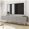 Комод-тумба под ТВ навесная Perfect Home Oro RTV175 MDF на 3 дверцы Серая с золотыми ножками