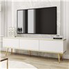 Комод-тумба под ТВ навесная Perfect Home Oro RTV175 MDF на 3 дверцы Белая с золотыми ножками