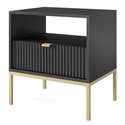Прикроватная тумба Perfect Home Nova S54, 1 ящик Черная/золотые ножки