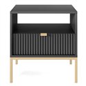 Прикроватная тумба Perfect Home Nova S54, 1 ящик Черная/золотые ножки