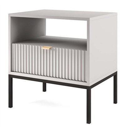 Приліжкова тумба Perfect Home Nova S54, 1 шухляда Сіра/чорні ніжки