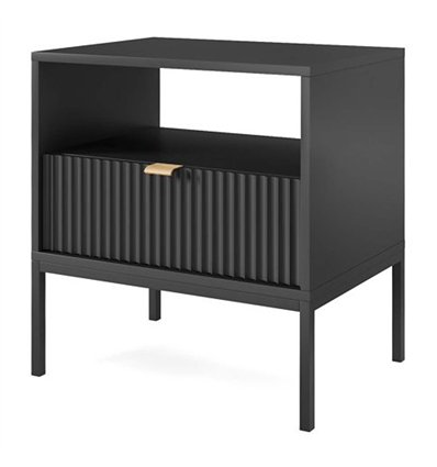 Приліжкова тумба Perfect Home Nova S54, 1 шухляда Чорна/чорні ніжки