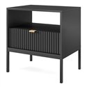 Приліжкова тумба Perfect Home Nova S54, 1 шухляда Чорна/чорні ніжки