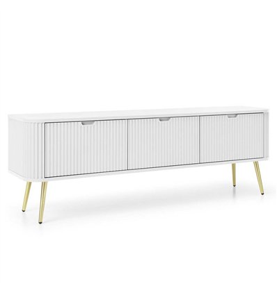 Комод-тумба под ТВ Perfect Home Zova RTV168, 3 двери Белая с золотыми ножками