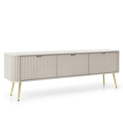 Комод-тумба под ТВ Perfect Home Zova RTV168, 3 двери Кашемир с золотыми ножками
