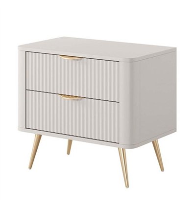 Приліжкова тумба Perfect Home Lante 2S Бежева на золотих ніжках